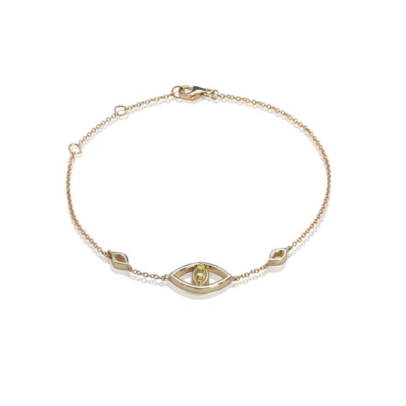 14k Gold Natural Yellow Marquise Sapphire Bracelet, Agnes Bracelet, Orion Collection