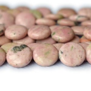15.5“ 16mm Peru rhodonite coin beads, natural red semi-precious stone, DIY jewelry round disc beads, jewelry supply | Natural genuine other-shape Rhodonite beads for beading and jewelry making.  #jewelry #beads #beadedjewelry #diyjewelry #jewelrymaking #beadstore #beading #affiliate #ad