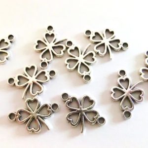 Shop Jewelry Connectors! 20 connectors for jewelry making clover leaf color antique silver for ribbons #S143 | Shop jewelry making and beading supplies, tools & findings for DIY jewelry making and crafts. #jewelrymaking #diyjewelry #jewelrycrafts #jewelrysupplies #beading #affiliate #ad