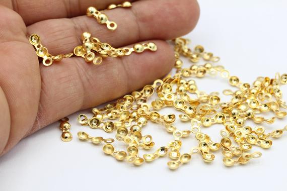 24 K Shiny Gold Clamshell Bead Tip, Gold Plated Bead Tips - Gld2