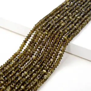 Shop Golden Obsidian Beads! 3x2MM Golden Obsidian Gemstone Grade AAA Bicone Faceted Rondelle Saucer Loose Beads (P1) | Natural genuine rondelle Golden Obsidian beads for beading and jewelry making.  #jewelry #beads #beadedjewelry #diyjewelry #jewelrymaking #beadstore #beading #affiliate #ad