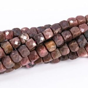 Shop Rhodonite Faceted Beads! 4MM Pink Brown Rhodonite Beads Faceted Cube Grade A Genuine Natural Gemstone Loose Beads 15.5"/7.5" Bulk Lot Options (113046) | Natural genuine faceted Rhodonite beads for beading and jewelry making.  #jewelry #beads #beadedjewelry #diyjewelry #jewelrymaking #beadstore #beading #affiliate #ad