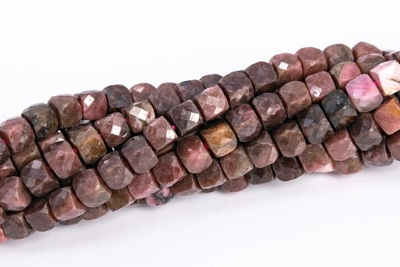 4mm Pink Brown Rhodonite Beads Faceted Cube Grade A Genuine Natural Gemstone Loose Beads 15.5"/7.5" Bulk Lot Options (113046)