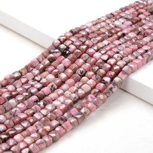 Shop Rhodonite Bead Shapes! 4MM  Rhodonite Gemstone Grade A Micro Faceted Square Cube Loose Beads (P5) | Natural genuine other-shape Rhodonite beads for beading and jewelry making.  #jewelry #beads #beadedjewelry #diyjewelry #jewelrymaking #beadstore #beading #affiliate #ad