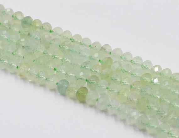 6mm Faceted Prehnite Rondelle Beads -- Smooth Loose Round Ball Gemstone Bead Wholesale Cc-042
