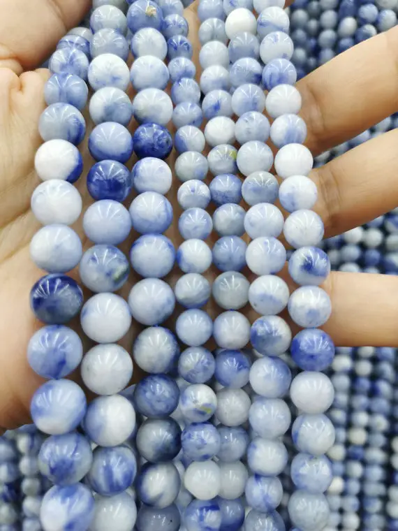 Aa Natural Dumortierite In Quartz Round Beads 4mm 6mm 8mm 10mm 12mm  16" Strand For Bracelet-necklace-earrings