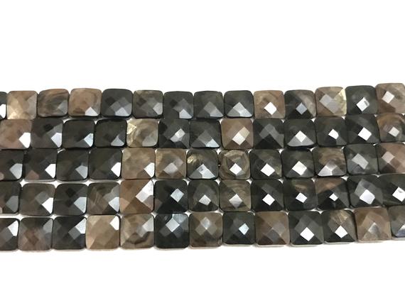 Aaa Grade Golden Sheen Obsidian Faceted Square Shape Briolette Beads, Size 6/8/10 Mm, 8" Strand Length, Super Quality Gems For Jewellery