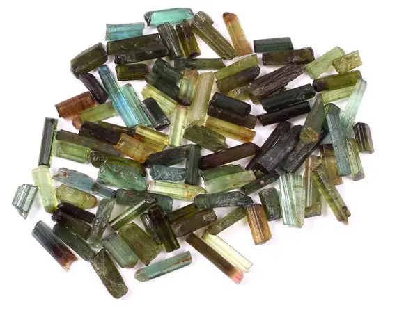 Aaa Natural Tourmaline Gemstone,green Tourmaline Raw Crystal,size 7×3-11×3 Mm 30 Pc's Lot,rough Tourmaline,tourmaline Green Color Raw