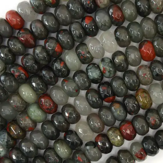 10mm Faceted African Blood Agate Rondelle Beads 15" Strand 40480