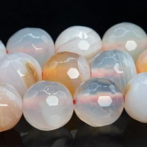 Shop Agate Faceted Beads! 8MM Milky Pink Agate Beads Grade AAA Natural Gemstone Faceted Round Loose Beads 15"/7.5" Bulk Lot Options (100349) | Natural genuine faceted Agate beads for beading and jewelry making.  #jewelry #beads #beadedjewelry #diyjewelry #jewelrymaking #beadstore #beading #affiliate #ad