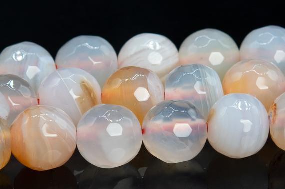 8mm Milky Pink Agate Beads Grade Aaa Natural Gemstone Faceted Round Loose Beads 15"/7.5" Bulk Lot Options (100349)
