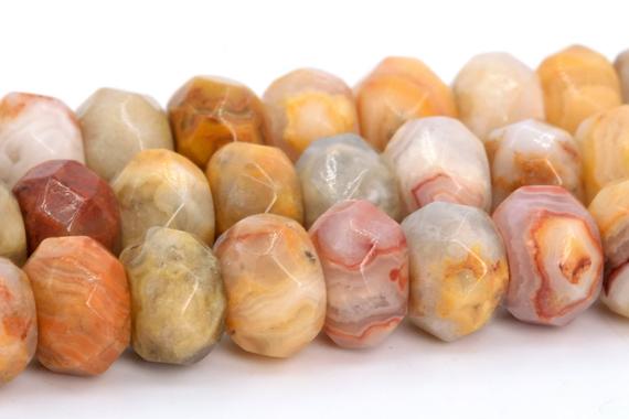 Orange Cream Crazy Lace Agate Beads Grade Aaa Genuine Natural Gemstone Faceted Rondelle Loose Beads 6mm 8mm Bulk Lot Options