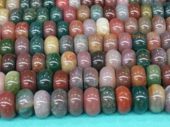15.5" 8x5mm Indian Agate Rondelle Beads, Indian Agate Disc Beads, Indian Agate Roundel Beads 8x5mm, Multi Color Agate,nice Quality Ylf