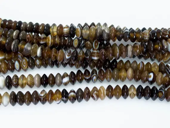 Agate Disc Beads - Brown Banded Agate - Stone Disc Beads - Stripe Stone Beads - Natural Gemstone Spacer Beads - Rondelle Beads Supplies