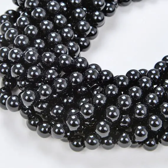 4mm Noir Black Onyx Gemstone Grade Aaa Black Round Loose Beads 15.5 Inch Full Strand (90114673-247)