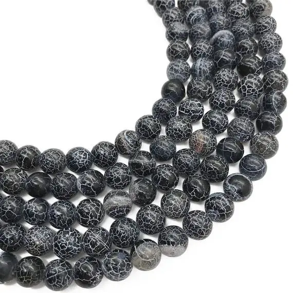 8mm Black Agate Beads, Round Gemstone Beads, Wholasela Beads