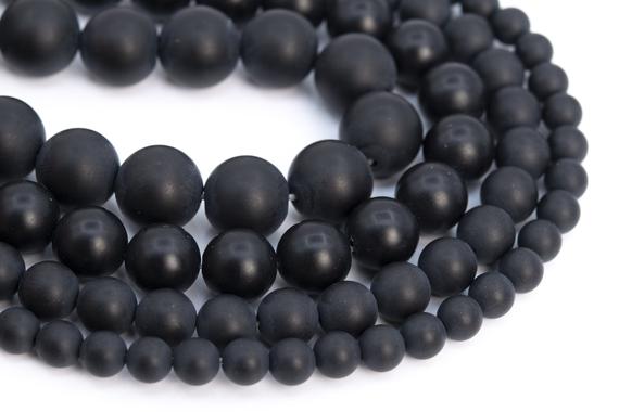 Genuine Natural Matte Black Agate Loose Beads Round Shape 6mm 8mm 10mm 15mm
