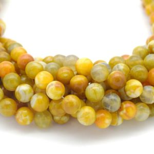 Smooth Yellow Mottled Dyed Agate Round/Ball Shaped Beads – Sold by 15.5" Strands – Quality Gemstone – (4mm 6mm 8mm 10mm Available) | Natural genuine beads Gemstone beads for beading and jewelry making.  #jewelry #beads #beadedjewelry #diyjewelry #jewelrymaking #beadstore #beading #affiliate #ad