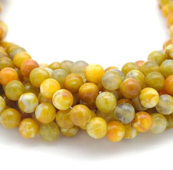 Yellow Mottled Agate Beads