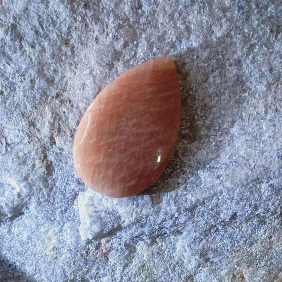 Natural Orange Amazonite Cabochon 19x31x4 Mm Pear Shape Gemstone