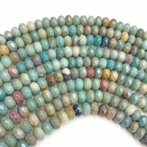 Shop Amazonite Faceted Beads! 8x5mm Faceted Amazonite Rondelle Beads, Gemstone Beads, Wholesale Beads | Natural genuine faceted Amazonite beads for beading and jewelry making.  #jewelry #beads #beadedjewelry #diyjewelry #jewelrymaking #beadstore #beading #affiliate #ad