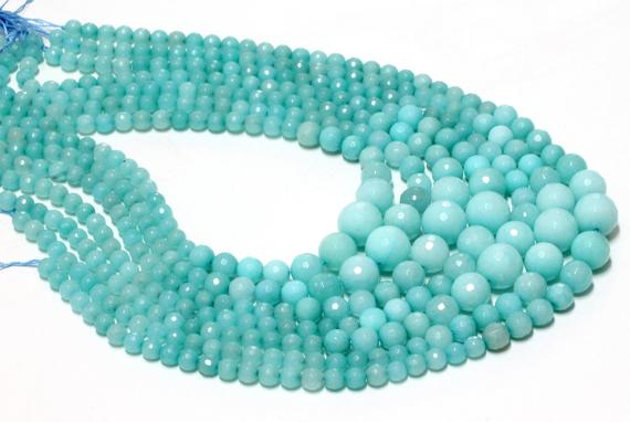 Amazonite Graduated Faceted,round Beads,mix Lot Beads,gemstone Beads,loose Gemstone Beads - Aa Quality - 16" Full Strand