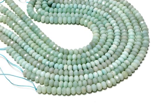 Amazonite Faceted Rondelles,gemstone Beads,blue Beads,diy Beads,jewelry Making,jewelry Supplies - Aa Quality - 16" Strand