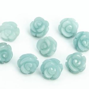 Shop Amazonite Bead Shapes! 5 Beads Mint Green Amazonite Handcrafted Beads Rose Carved Genuine Natural Flower Gemstone 8MM 10MM 12MM 14MM Bulk Lot Options | Natural genuine other-shape Amazonite beads for beading and jewelry making.  #jewelry #beads #beadedjewelry #diyjewelry #jewelrymaking #beadstore #beading #affiliate #ad