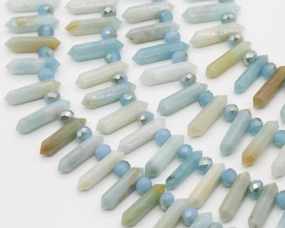 Natural Amazonite Point Beads,double Point Beads,top Drilled Crystal Point Beads,necklace Point Beads,for Diy Made Beads,point Pendants.