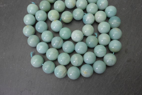 Rare 16mm Soft Blue Amazonite Beads - Smooth Round Gemstone Beads - Rare Big Size Beads -  Chunky Stone Beads - Beading Supplies