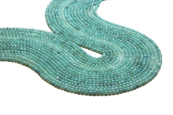 Round Amazonite Beads,round Beads,diy Beads,gemstone Beads,blue Beads,smooth Round Beads,tiny Gem Beads,small Beads Diy - 16" Strand