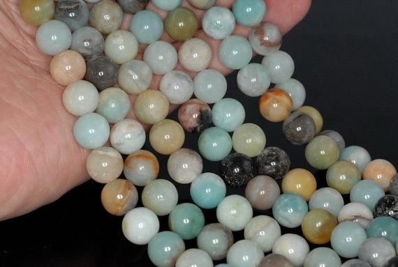 8mm Amazonite Gemstone Blue Brown Round Loose Beads 15 Inch Full Strand Lot 1,2,6,12 And 50 (90182424-131)