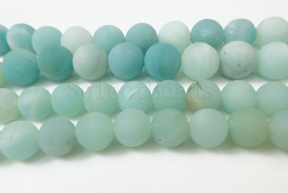 Matte Amazonite Round Beads - Blue Amazonite Stone Jewelry Beads - 6mm Amazonite Beads - 8mm Blue Beads - 10mm Matte Beads - 15 Inch