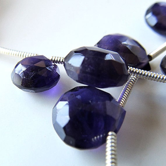 Amethyst Beads Purple Passion 10mm Faceted Heart Brios -  8 Inch Strand