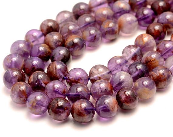 Auralite 23 Cacoxenite Amethyst Quartz Gemstone 4mm 6mm 8mm 9mm 10mm 11mm 12mm Round Loose Beads  (a211)