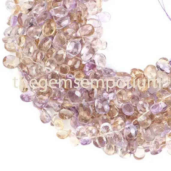 Ametrine Faceted Pears Shape Beads, Ametrine Faceted Beads, Ametrine Pears Shape Beads, Ametrine Beads, Ametrine