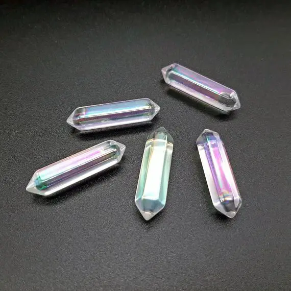 Angel Aura, Double Terminated, Clear Ab Points, Crystal Wand, Iridescent.