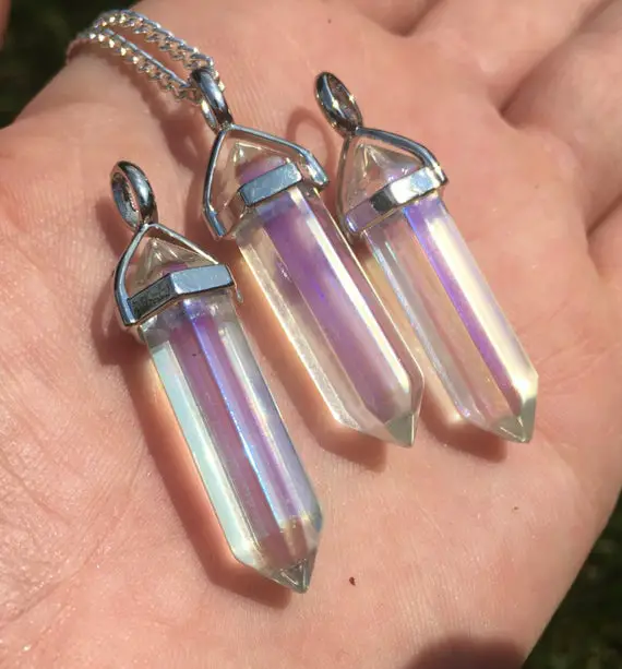 Angel Aura Quartz Pendant - Aura Quartz Pendant - Healing Crystal Necklace - Angel Aura Quartz Necklace - Polished Aura Quartz Crystal Charm
