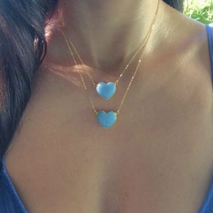 Shop Angelite Necklaces! Angelite Necklace // Gold Angelite Necklace  // Angelite Heart Necklace | Natural genuine Angelite necklaces. Buy crystal jewelry, handmade handcrafted artisan jewelry for women.  Unique handmade gift ideas. #jewelry #beadednecklaces #beadedjewelry #gift #shopping #handmadejewelry #fashion #style #product #necklaces #affiliate #ad