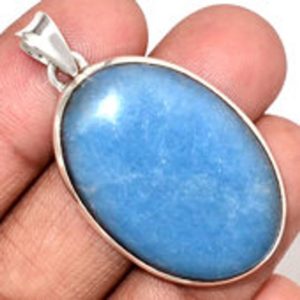 Shop Angelite Pendants! Angelite Pendant – Angelite (Anhydrite) Necklace – Angelite Jewelry – Healing Crystal Necklace – 925 sterling silver – Stress relief – 471 | Natural genuine Angelite pendants. Buy crystal jewelry, handmade handcrafted artisan jewelry for women.  Unique handmade gift ideas. #jewelry #beadedpendants #beadedjewelry #gift #shopping #handmadejewelry #fashion #style #product #pendants #affiliate #ad