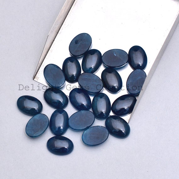 Blue Apatite Oval Cabochons, 10x14mm Apatite Blue Cabs, Gemstone Cabs, Calibrated Apatite Smooth Cabochons 7 Cts Approx Per Piece
