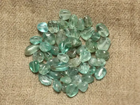 5pc - Perles Pierre - Apatite Olives Ovales Nuggets 4-10mm Bleu Vert Turquoise - 7427039736220