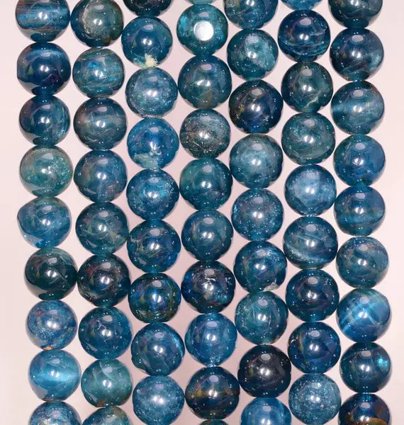 6-7mm Apatite Gemstone Grade Aaa Dark Blue Round Loose Beads 7 Inch Half Strand (80005462-467)