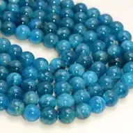 Blue Gemstone Beads 15.5 full strand Sku# R303 10mm12mm Round Smooth Natural Apatite Beads High Quality Natural Apatite