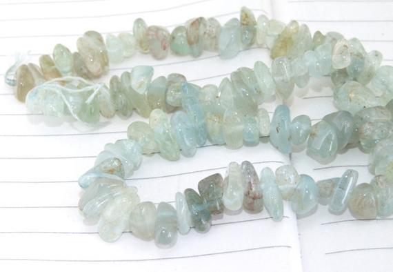 Full Strand Natural Nugget  Aquamarine Beads ----- 7mmx10mm ----- About 100pieces ----- Gemstone Beads--- 16" In Length
