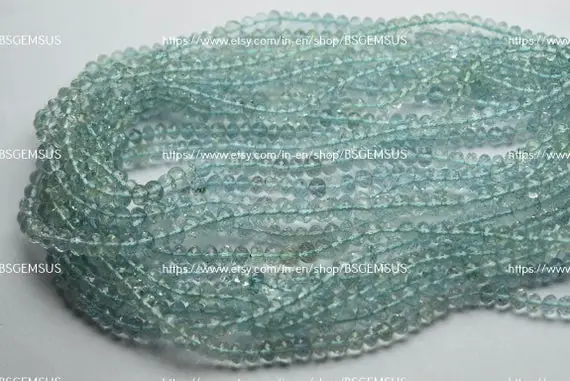 16 Inches Strand,natural Aquamarine Faceted Rondelles.4-5mm