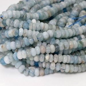 Natural Aquamarine, Natural Small Rondelle Aquamarine Loose Gemstone Beads – RD25 | Natural genuine rondelle Aquamarine beads for beading and jewelry making.  #jewelry #beads #beadedjewelry #diyjewelry #jewelrymaking #beadstore #beading #affiliate #ad