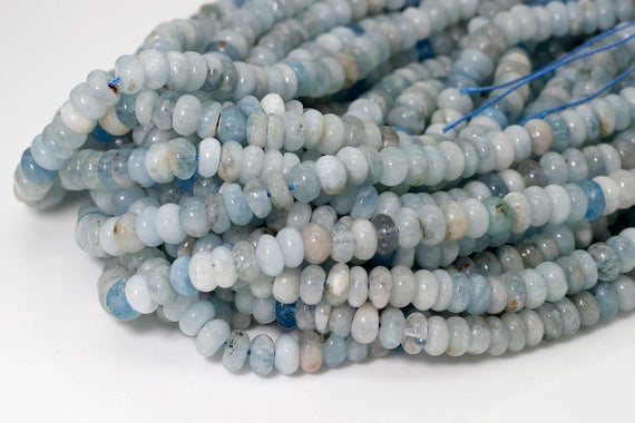 Natural Aquamarine, Natural Small Rondelle Aquamarine Loose Gemstone Beads - Rd25