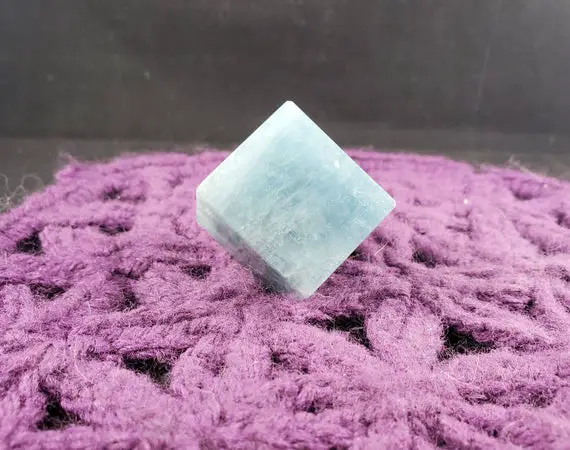 Aquamarine Cube Standing Corner Polished Block Crystal Stones Crystals Square Unique Blue Sacred Geometry