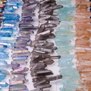 Aura Titanium Crystal Quartz Points for Jewelry Making,Titanium Beads-Purple,Sky Blue,White Smoke,Gray,Turquoise,Brown,Blue-Approx.15~35 mm | Natural genuine beads Gemstone beads for beading and jewelry making.  #jewelry #beads #beadedjewelry #diyjewelry #jewelrymaking #beadstore #beading #affiliate #ad